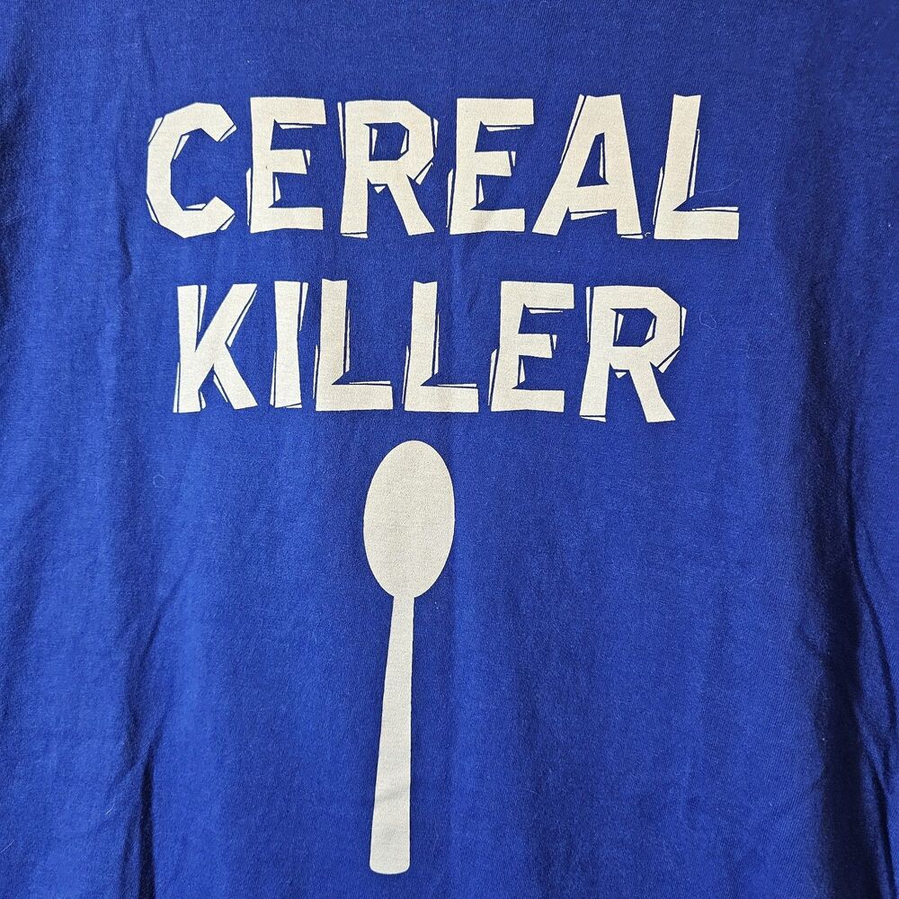 Surf Style Funny Cereal Killer Royal Blue Graphic Tshirt Mens Medium